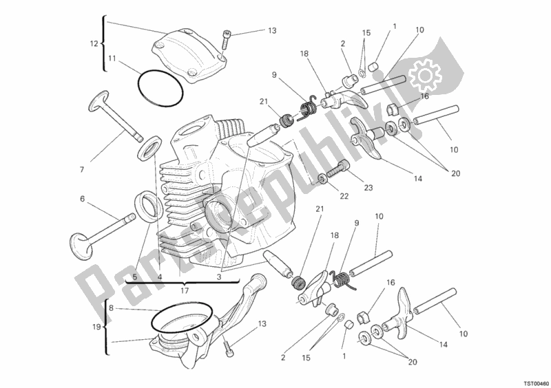 Todas las partes para Culata Horizontal de Ducati Hypermotard 1100 EVO USA 2012